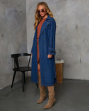 Spiced Pear Belted Denim Trench Coat