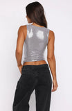 Nostalgic Nights Sequin Top Smoke