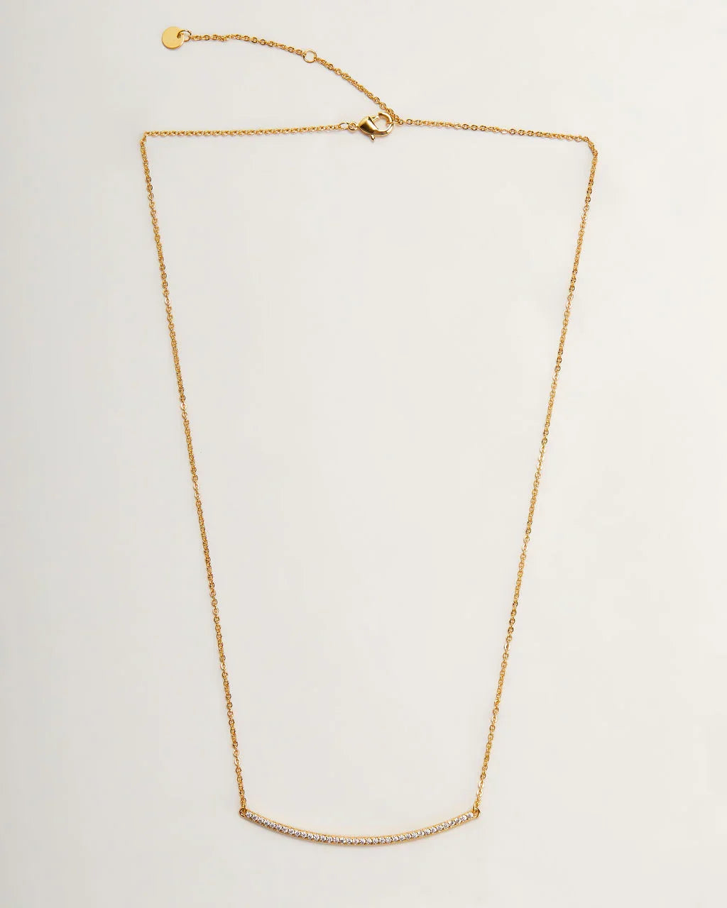 Simple Bar 18k Gold Plated Rhinestone Necklace