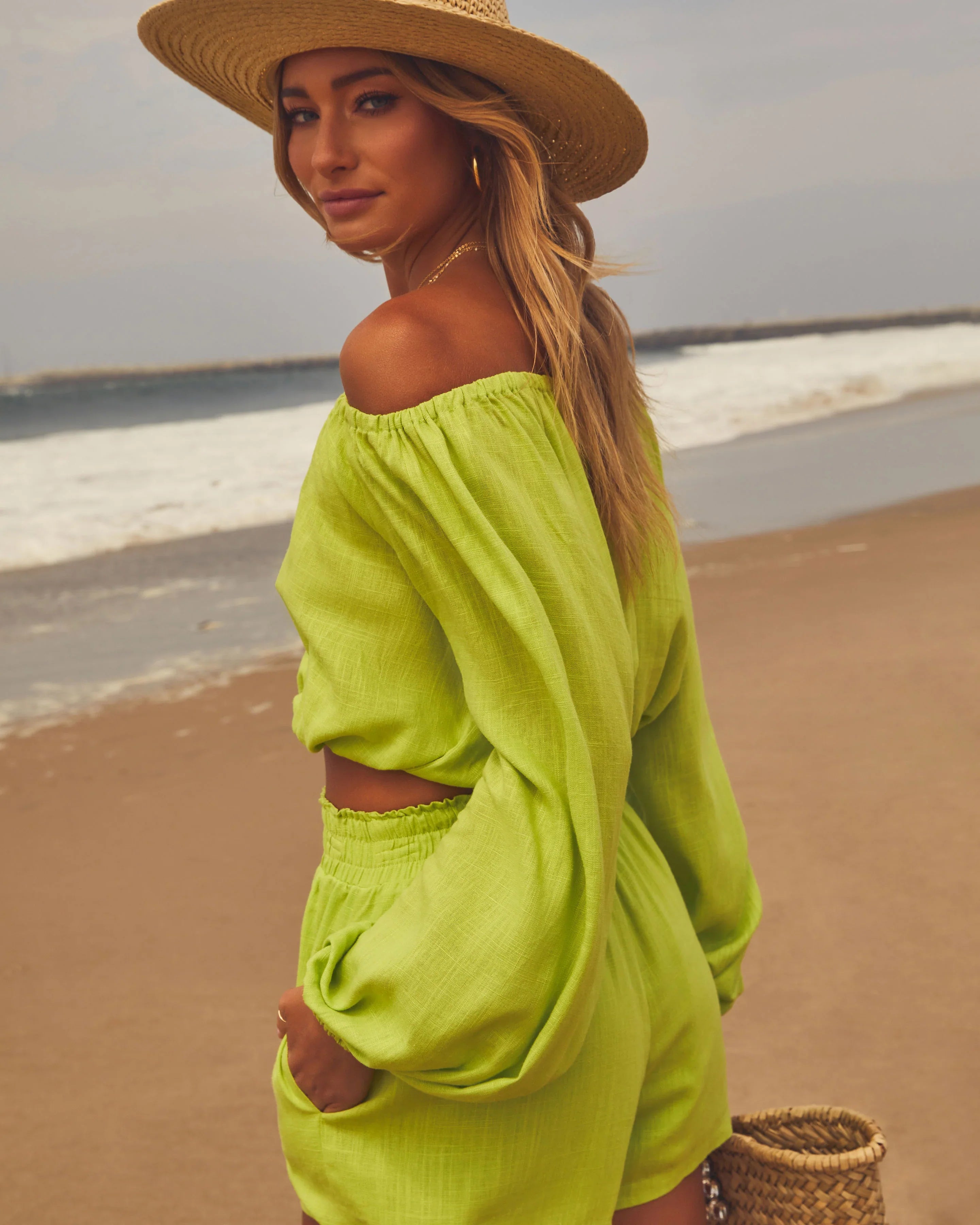 Elysia Off The Shoulder Long Sleeve Crop Top