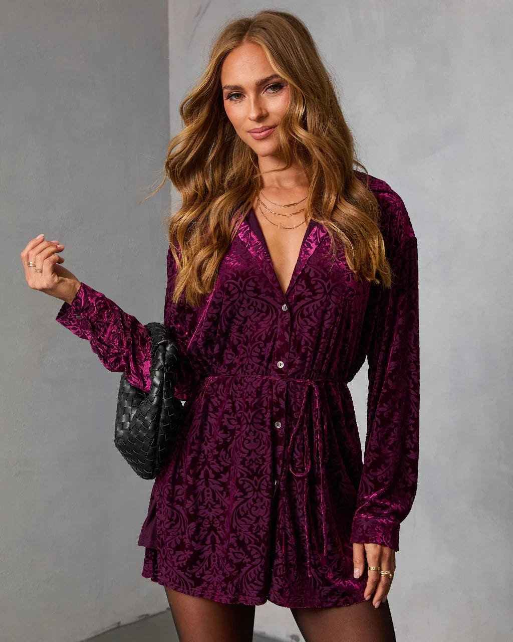 Wild Dusk Flocked Velvet Romper