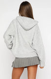 Off To Better Things Oversized Knit Hoodie Light Grey