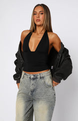 When Im With You Halter Top Black