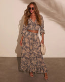 Moonlit Bloom Bust Tie Peasant Top