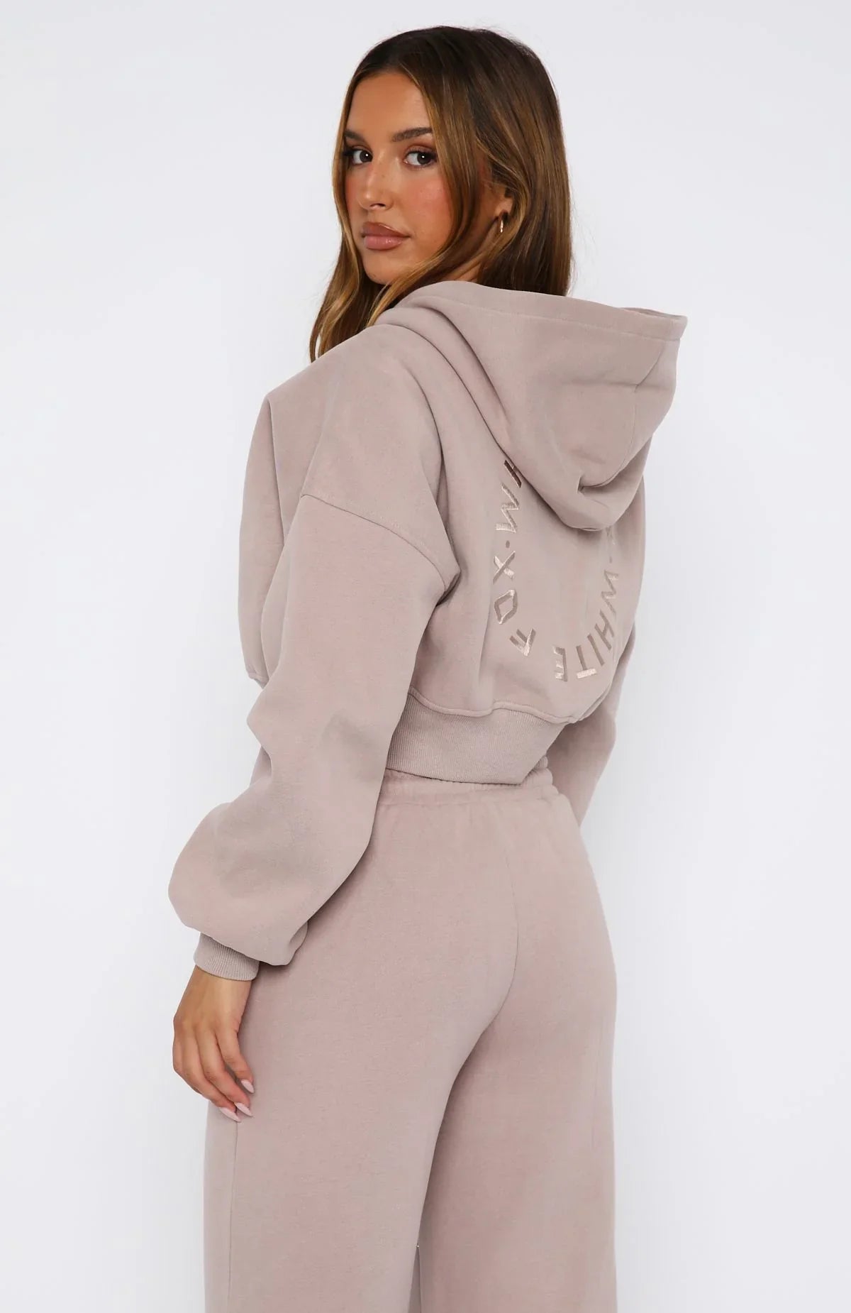 Stay Lifted Cropped Hoodie Cinnamon
