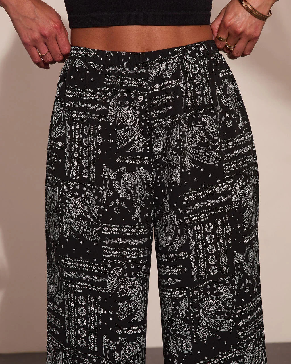 Elenne Bandana Paisley Print Wide Leg Pants