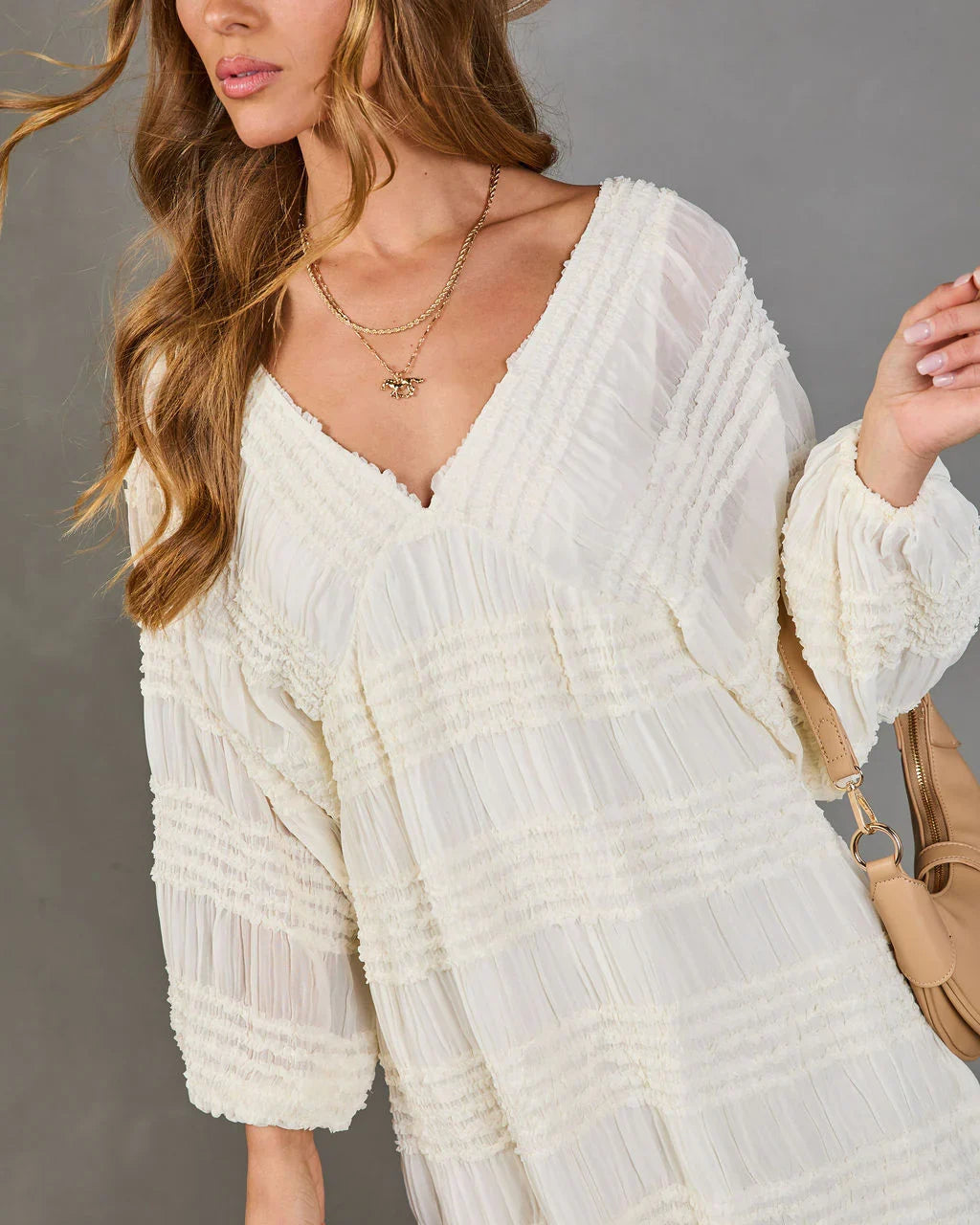 Afternoon Haze Ruffle Trim Mini Dress