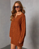 Hot Cider Cable Knit Mini Sweater Dress