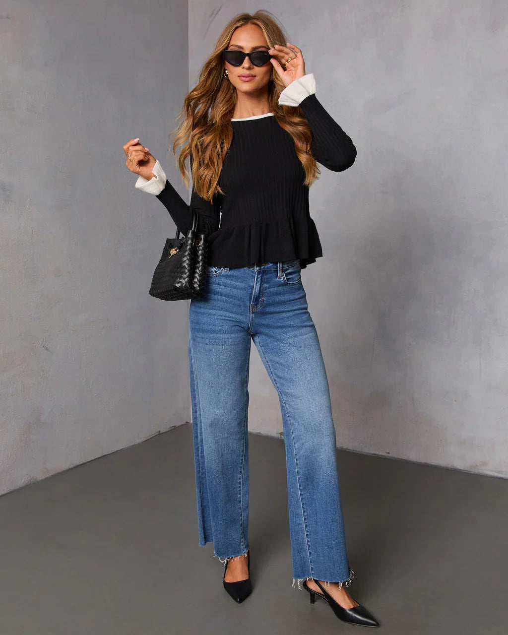 Rouge Rebel Contrast Trim Peplum Top