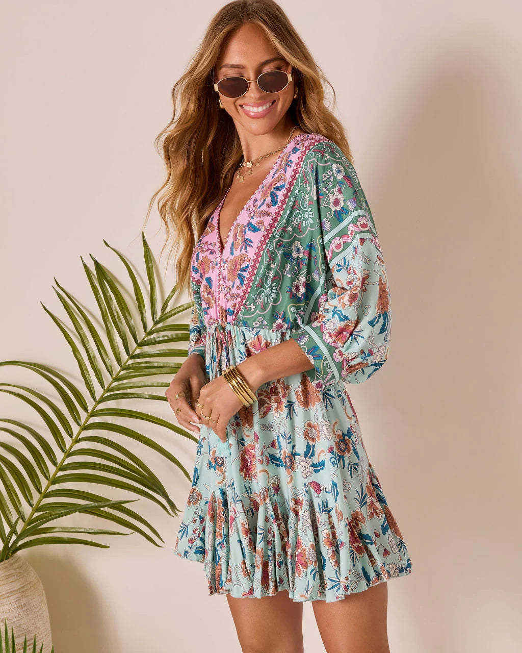 Skylar Floral Tassel Tie Mini Dress