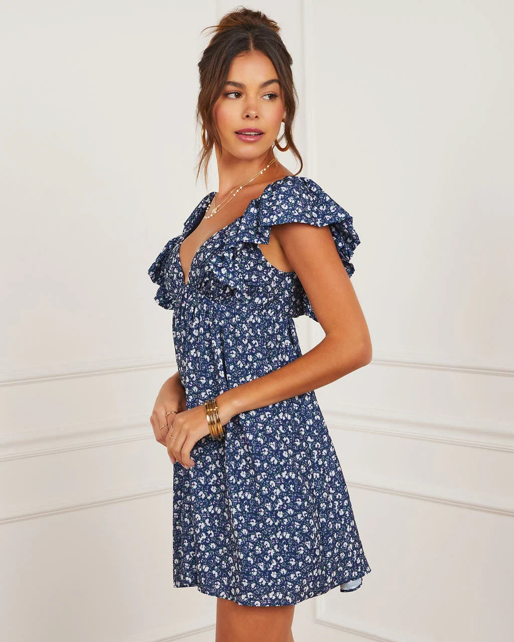 Daniela Gingham Babydoll Mini Dress