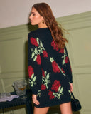 Chai Bloom Abstract Print Mini Sweater Dress