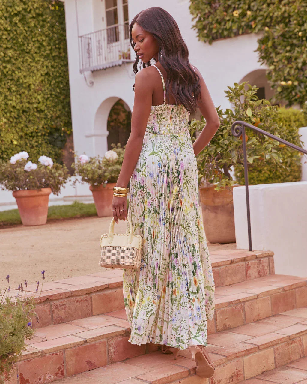 Dance Of Daisies Pleated Floral Maxi Dress