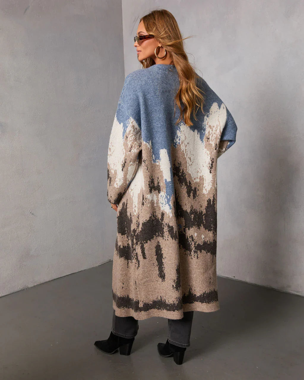 Glacielle Abstract Duster Cardigan