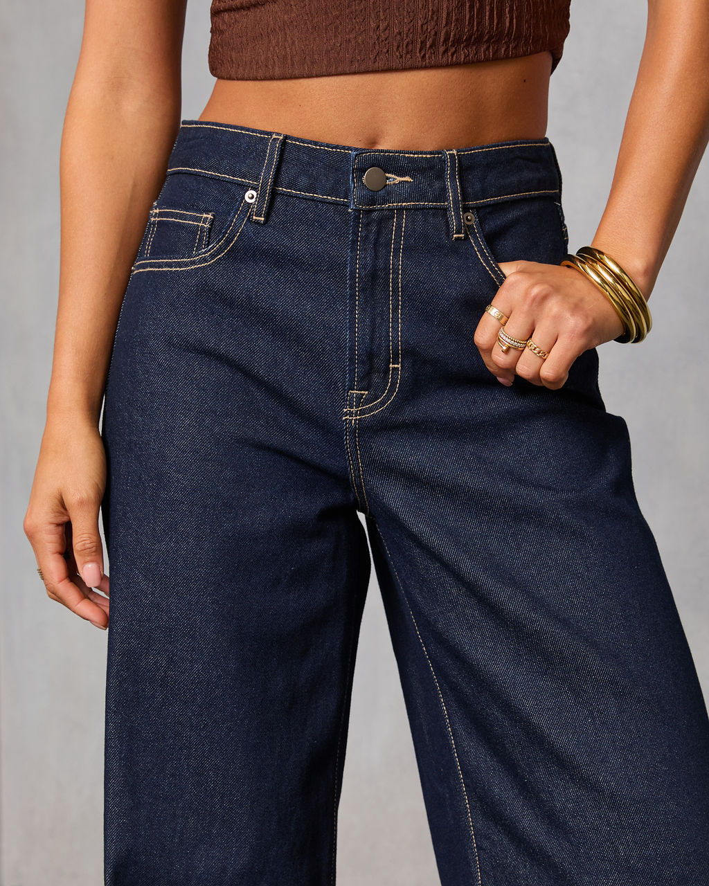 Weekend Plans Rigid High Rise Wide Leg Jeans
