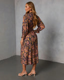 Spiced Orchard Abstract Print Midi Dress