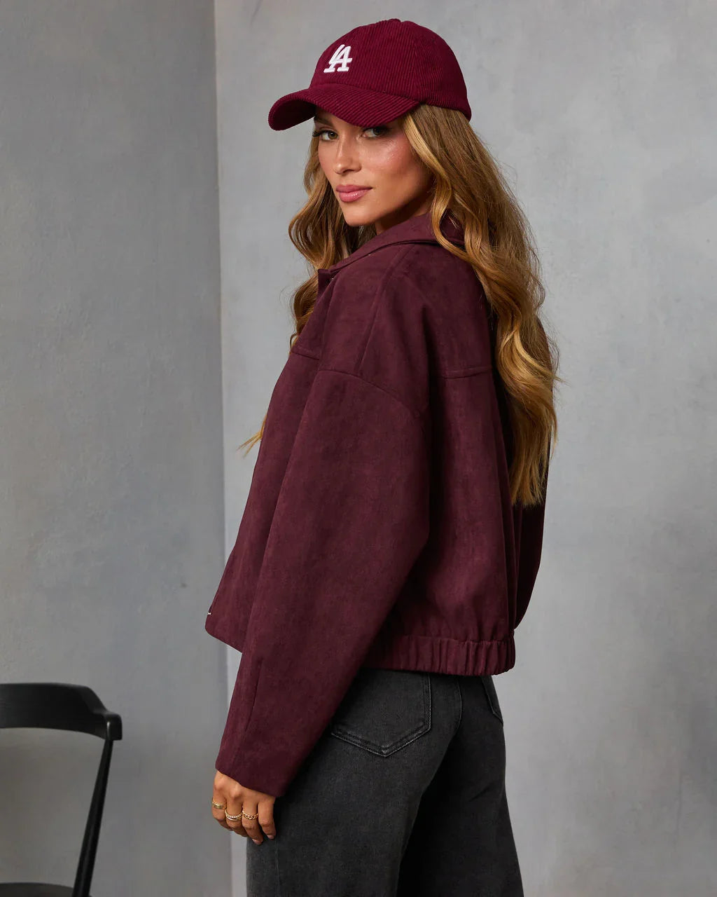 Plum Skies Suede Front Button Shirt Jacket