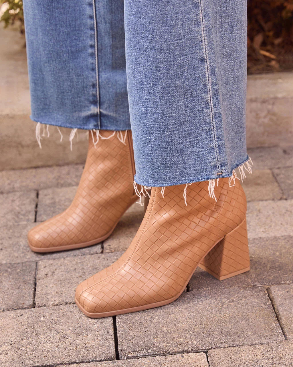 Chanie Woven Vegan Leather Booties