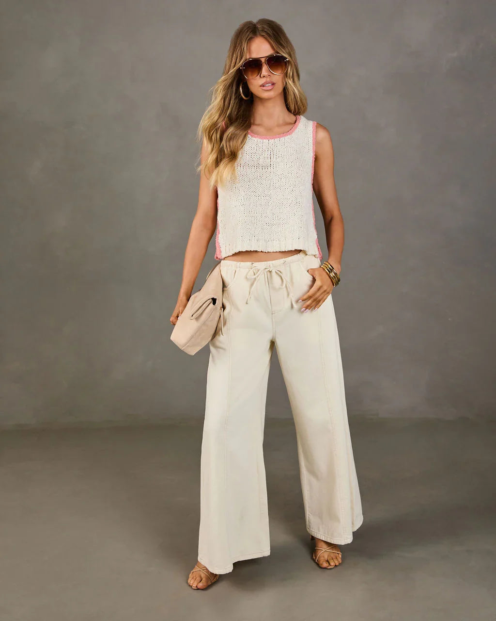 Zenah Rigid High Rise Wide Leg Drawstring Jeans