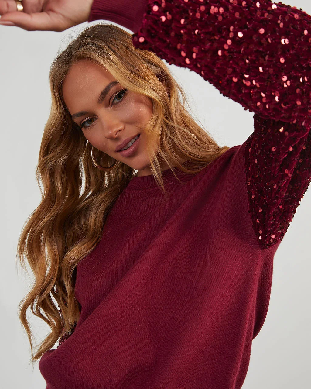 Yumi Contrast Sequin Knit Sweater