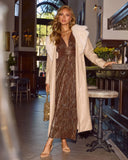 Favie Vegan Leather Faux Fur Collar Trench Coat