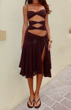 Dancing In Greece Midi Dress Chocolate