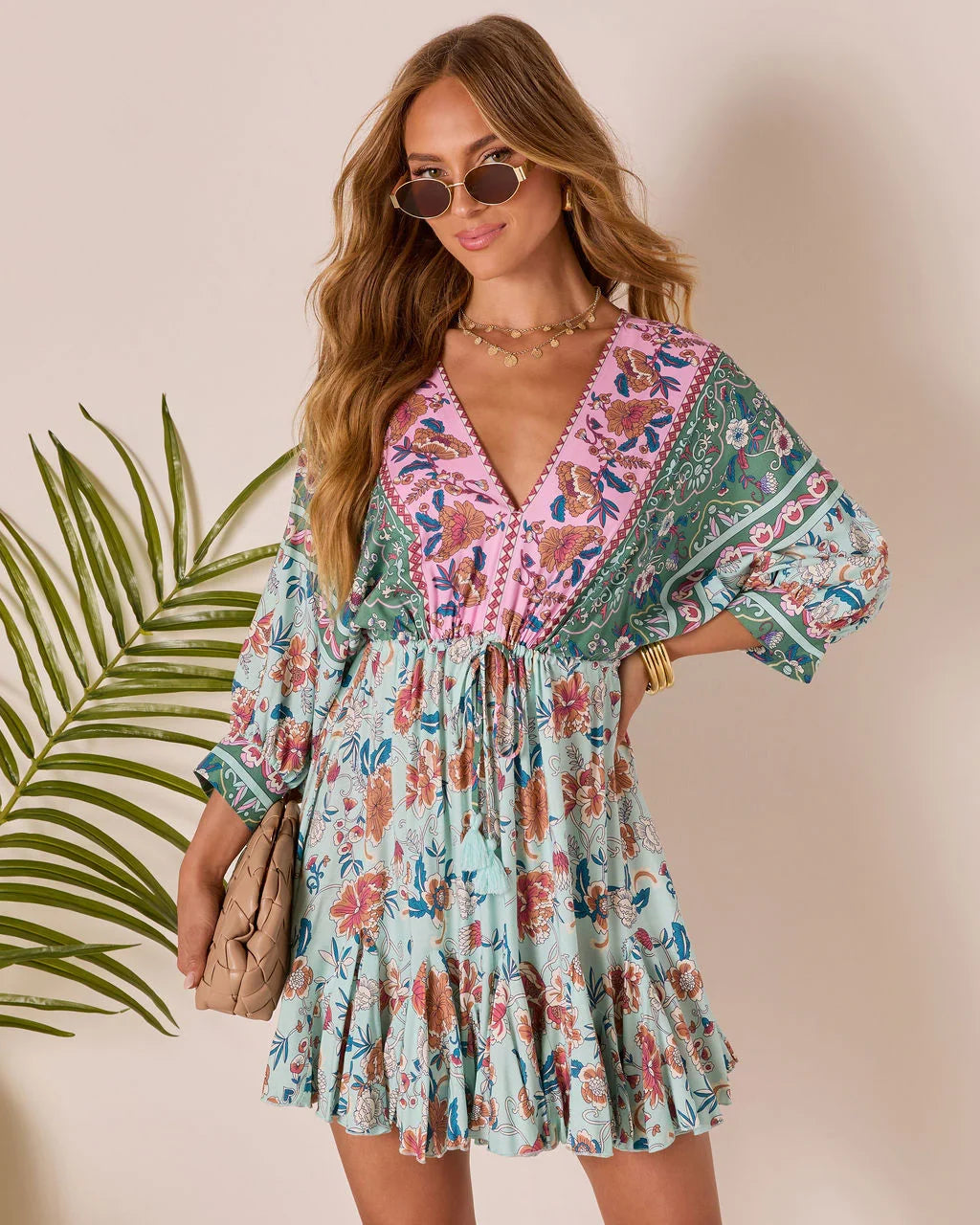 Skylar Floral Tassel Tie Mini Dress