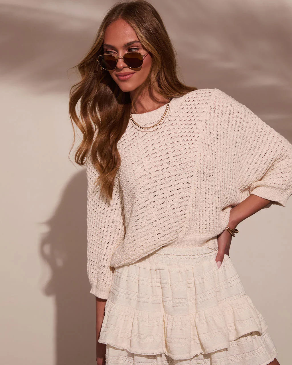 Sunwoven Distressed Crochet Sweater