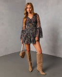 Dahliah Printed Fit And Flare Mini Dress