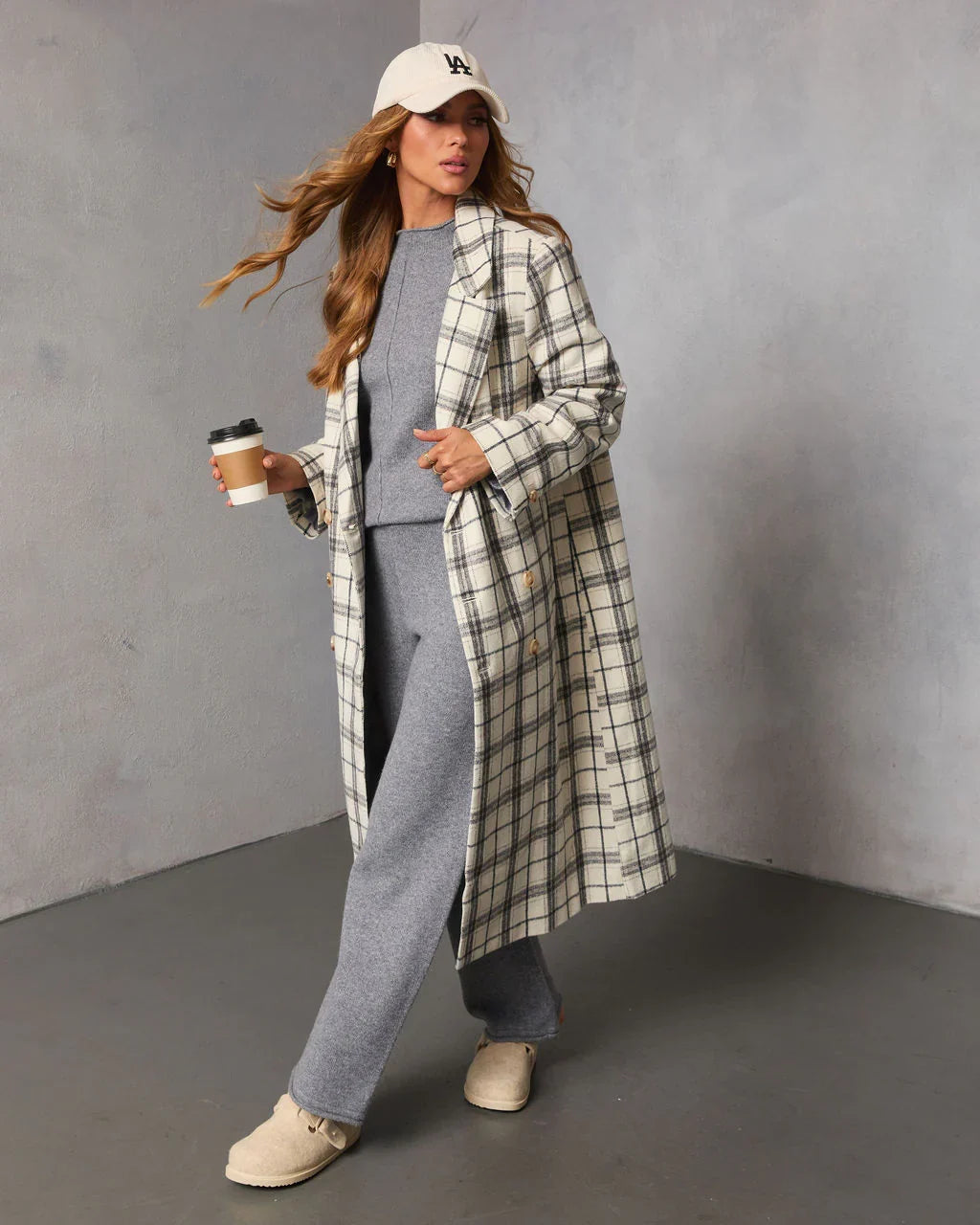 Verone Plaid Print Trench Coat