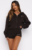 Floating By Knit Zip Front Hoodie Chocolate