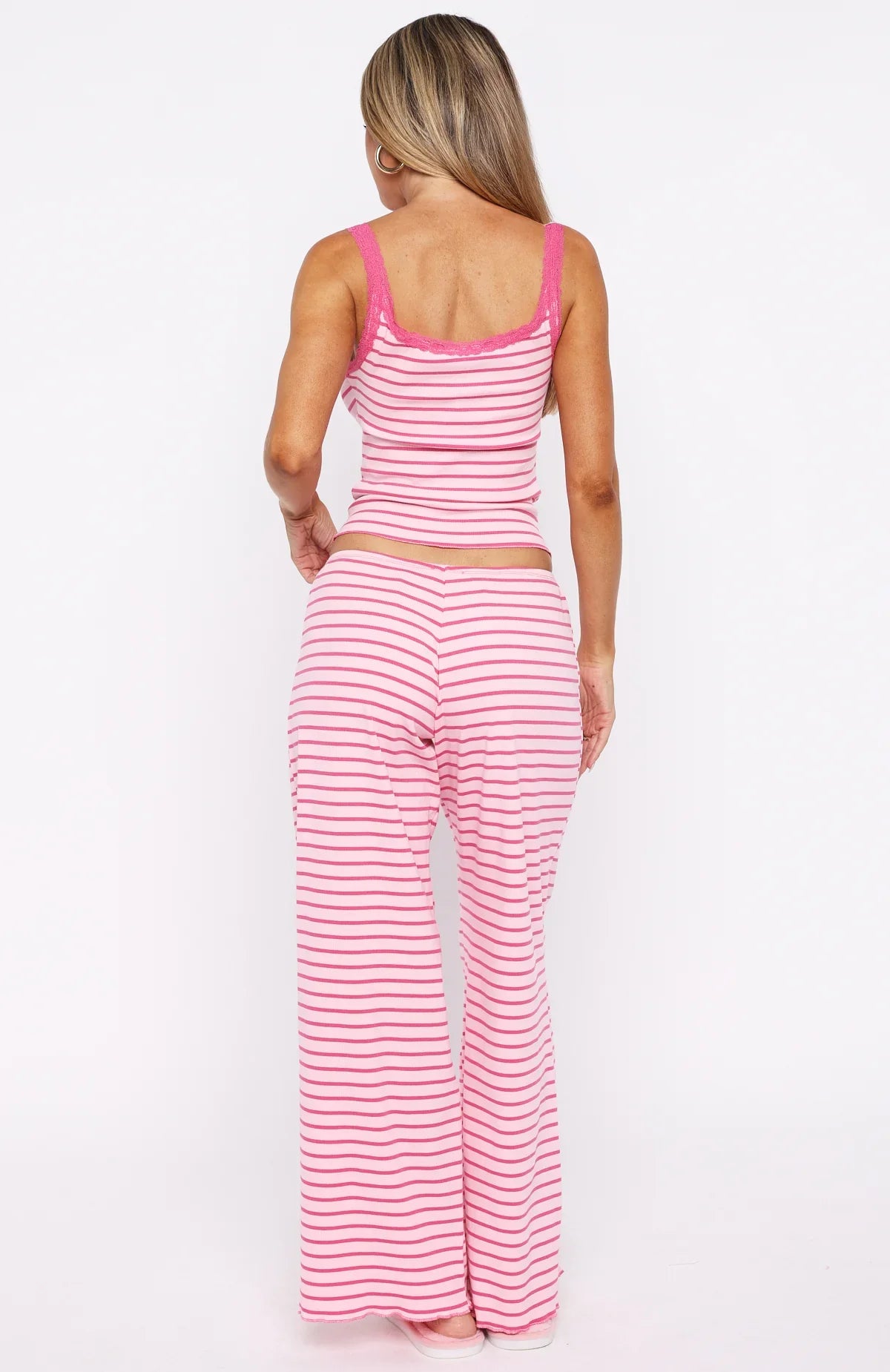 Snooze Button Pyjama Pants Pink Stripe