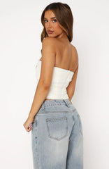 On The Outside Strapless Bustier Off White