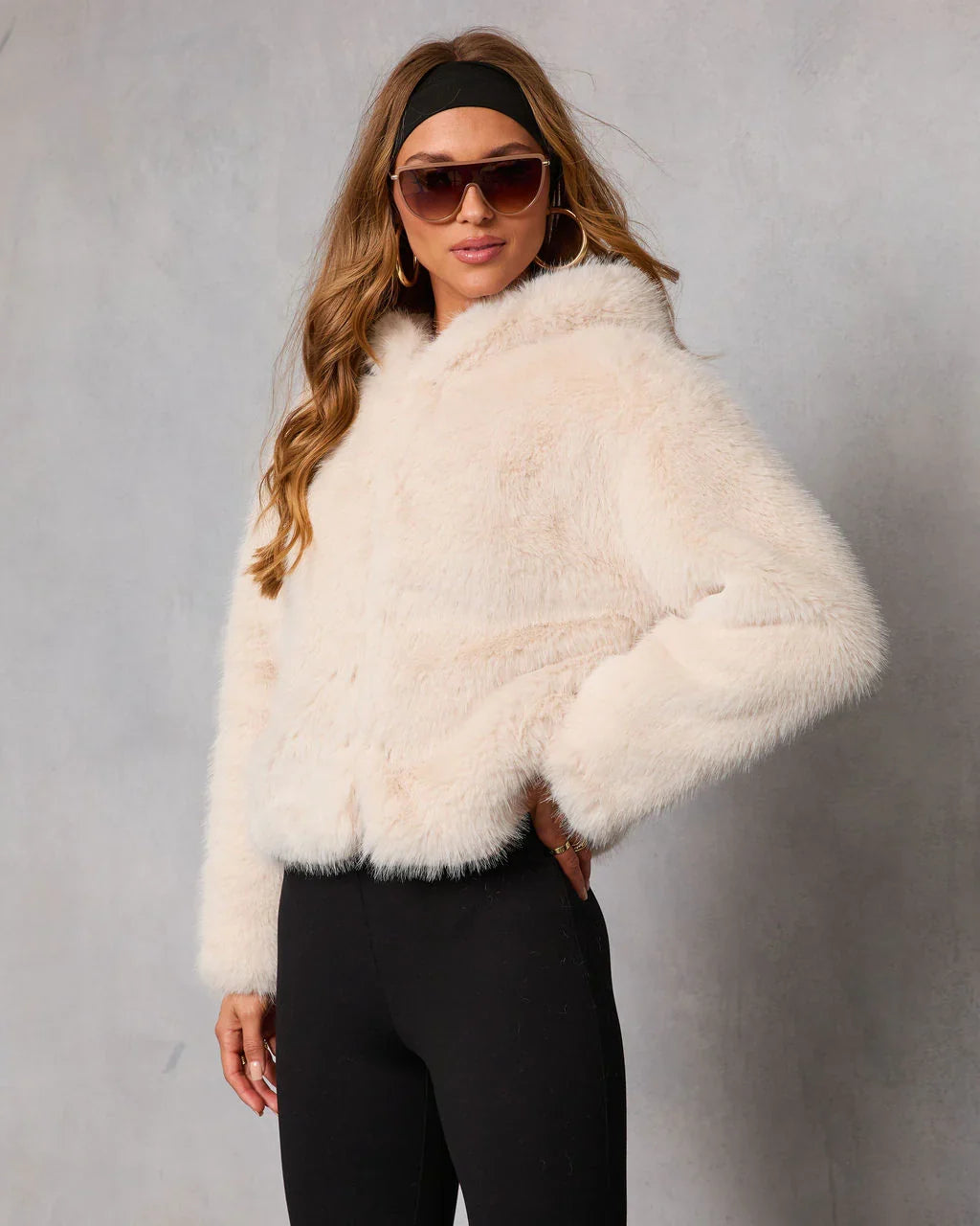 Kimia Hooded Faux Fur Coat