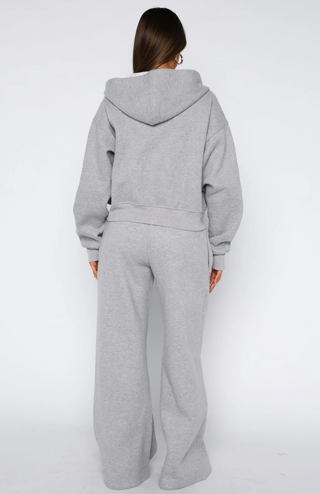 Come A Long Way Wide Leg Sweatpants Grey Marle