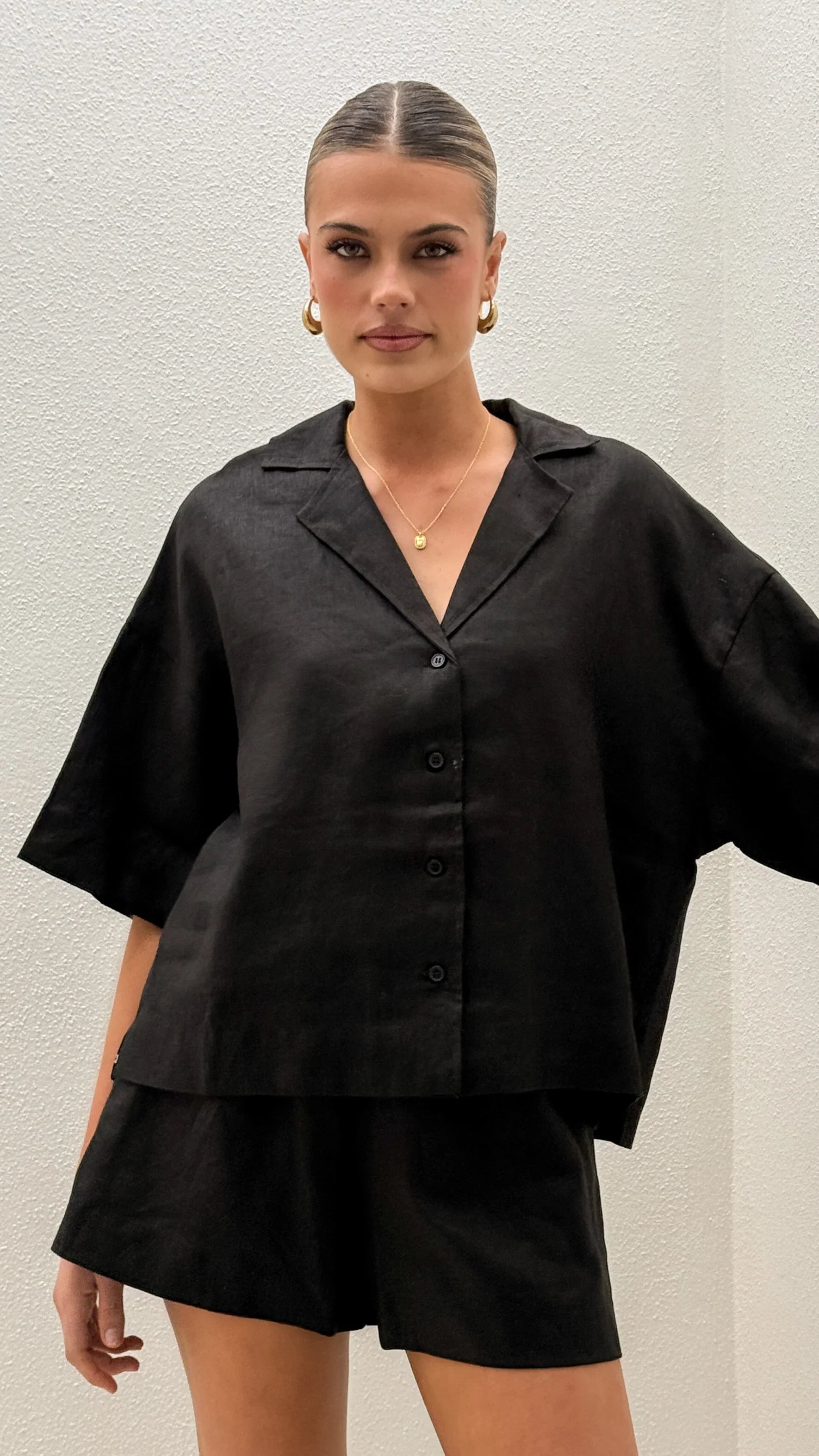 Luna Button Up Shirt Black