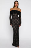 Be My Peace Lace Long Sleeve Maxi Dress Black