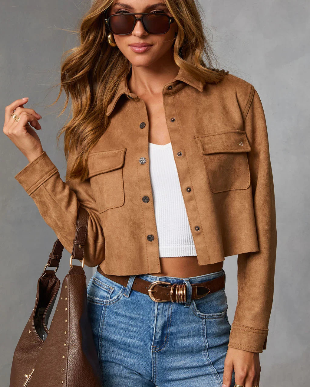 Butternut Suede Button Up Top