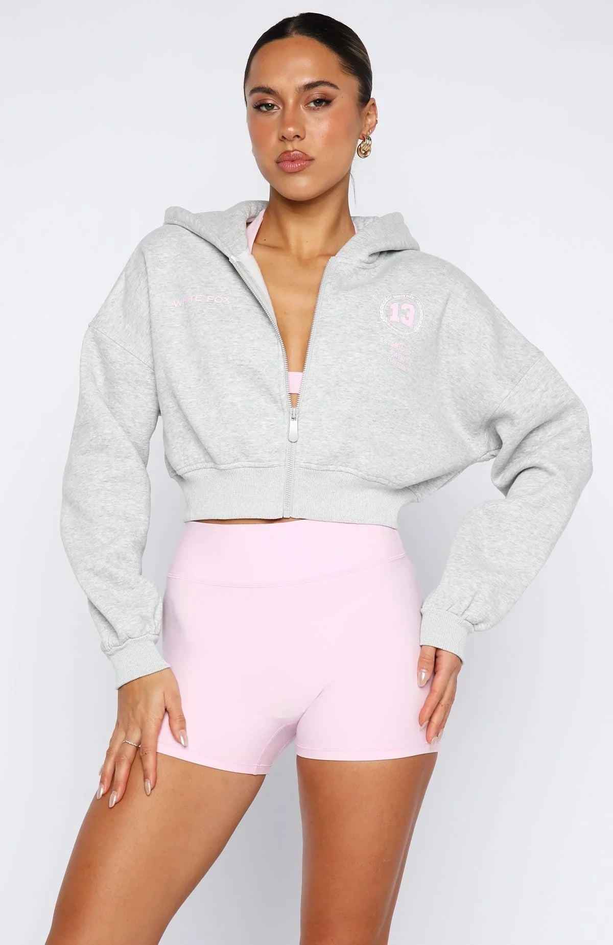 Love For The Game Cropped Zip Hoodie Dark Grey Marle