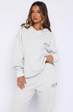 Moving Out Waffle Oversized Hoodie Light Grey Marle