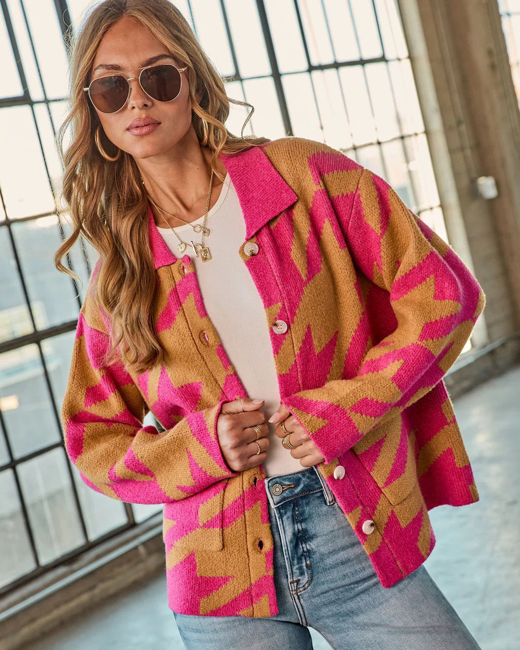 Karesti Oversized Houndstooth Sweater