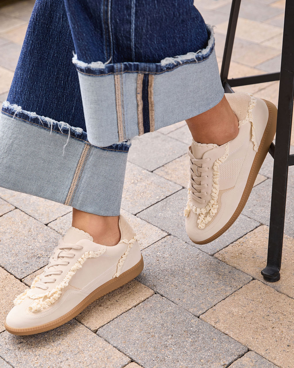 Winslet Lace And Pearl Charm Sneakers