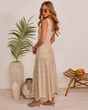 Sunlit Joy Drop Waist Chevron Print Maxi Dress