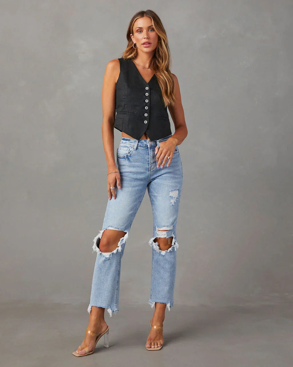 Jolee High Rise Distressed Cropped Jeans