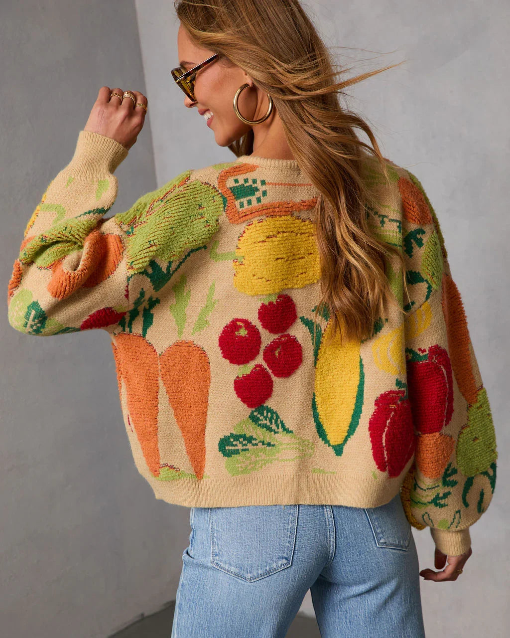 Fresh Picks Graphic Front Tie Sweater