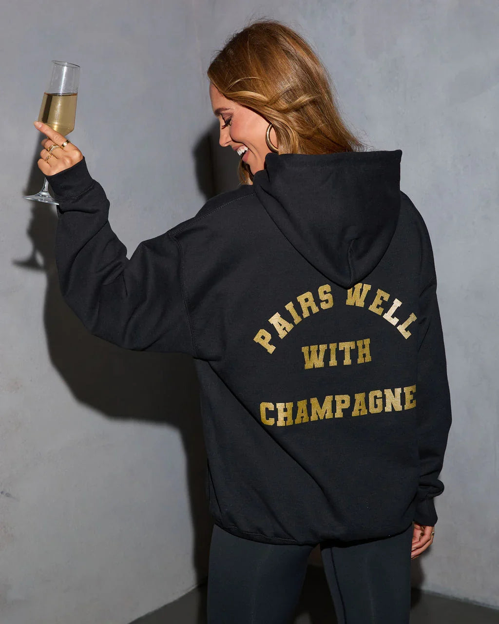 Pairs Well With Champagne Hooded Graphic Sweatshirt