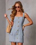 Josline Frayed Tweed Mini Dress