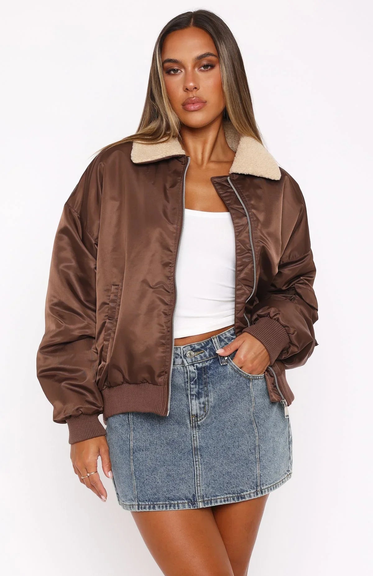 No Airtime Bomber Jacket Chocolate