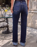 Nyra Stretch Straight Leg Cuffed Jeans