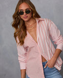 All Day Style Striped Poplin Collared Shirt